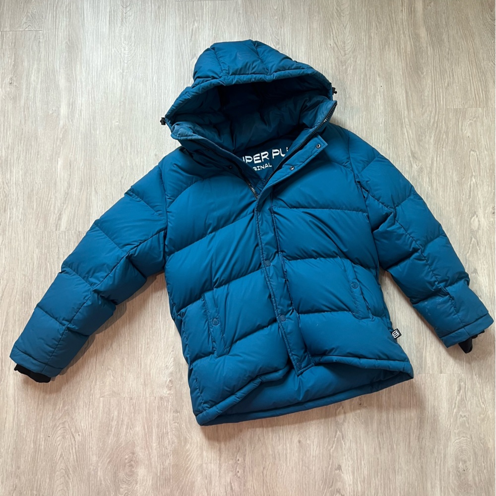 Aritzia TNA Super Puff Jacket Blue | Goose Down Puffer Coat - Picture 2 of 8